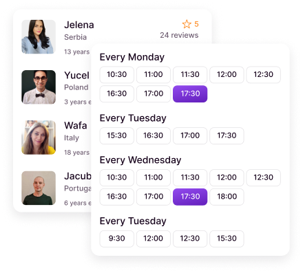 Booking lessons with a teacher of your choice, at a time convenient for you - photo